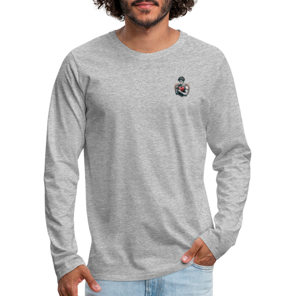 Männer Premium Langarmshirt - Grau meliert