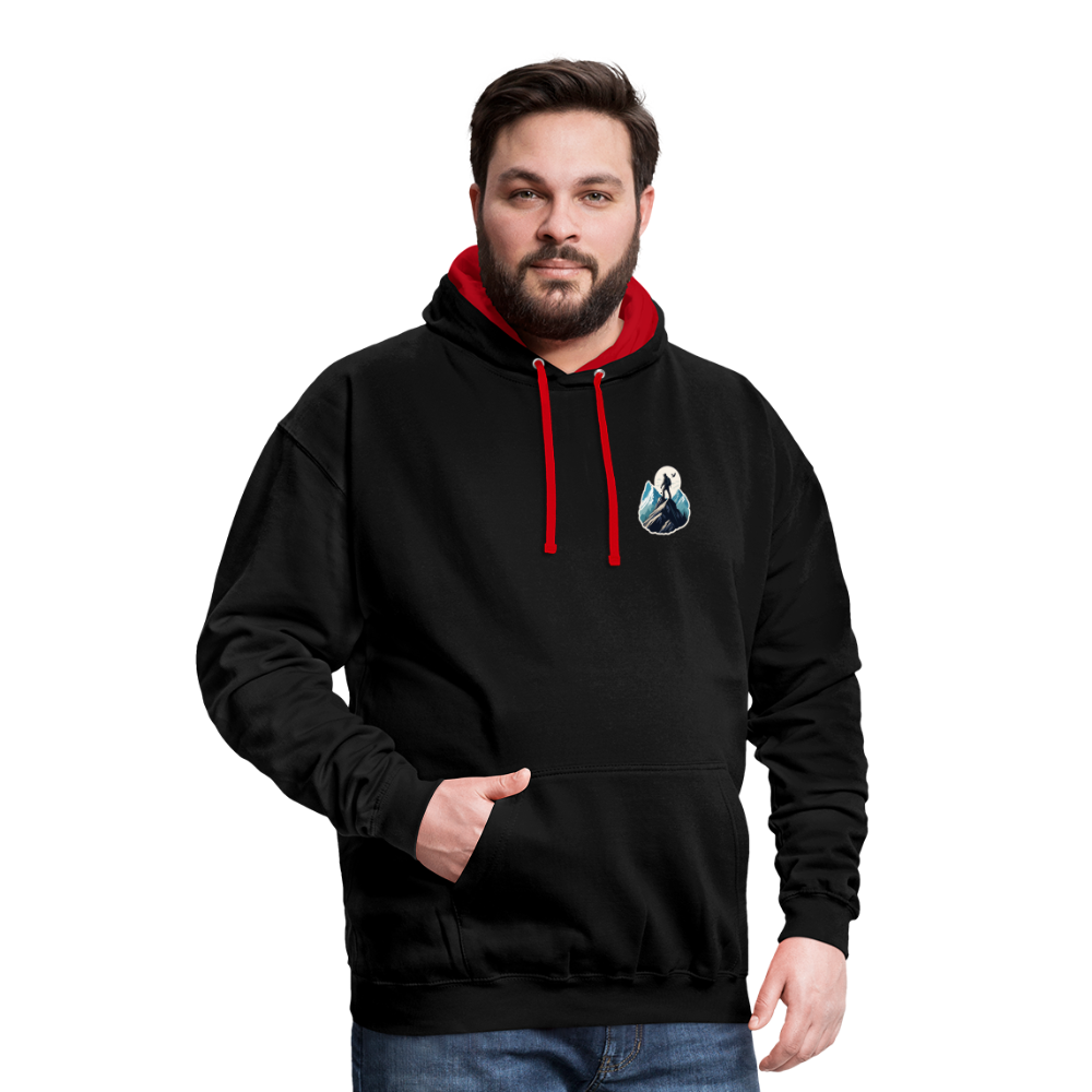 Kontrast-Hoodie - Schwarz/Rot