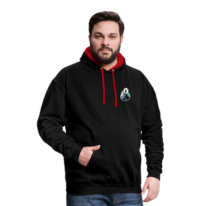 Kontrast-Hoodie - Schwarz/Rot