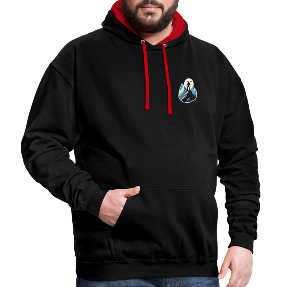 Kontrast-Hoodie - Schwarz/Rot