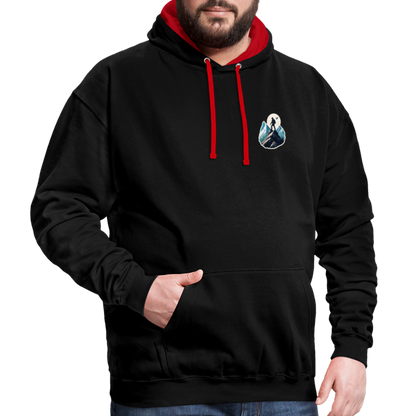 Kontrast-Hoodie - Schwarz/Rot