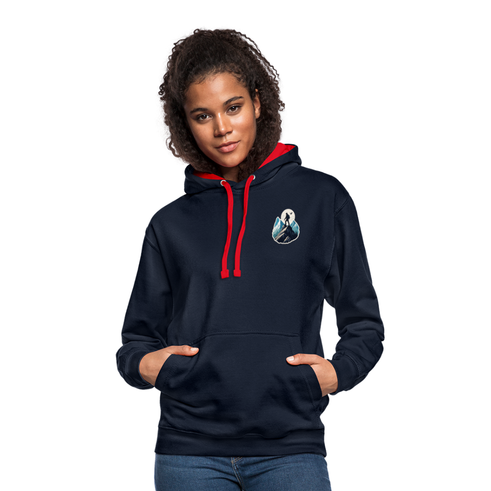 Kontrast-Hoodie - Navy/Rot