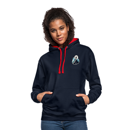 Kontrast-Hoodie - Navy/Rot