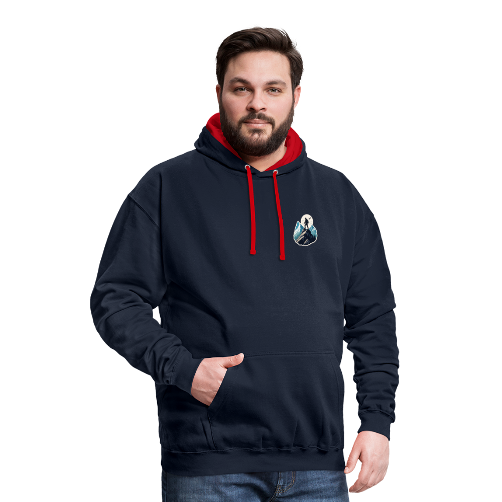 Kontrast-Hoodie - Navy/Rot