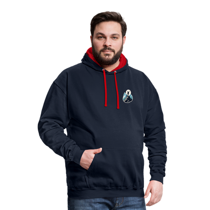 Kontrast-Hoodie - Navy/Rot