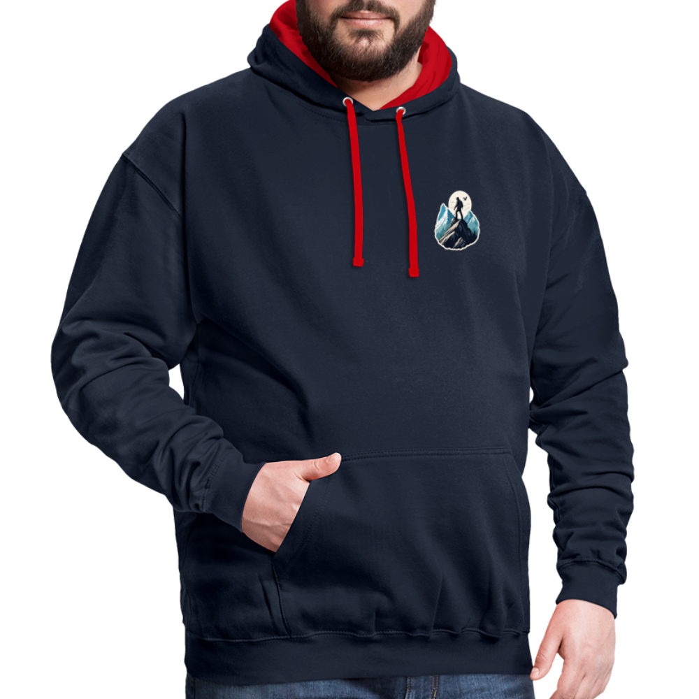 Kontrast-Hoodie - Navy/Rot