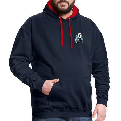 Kontrast-Hoodie - Navy/Rot