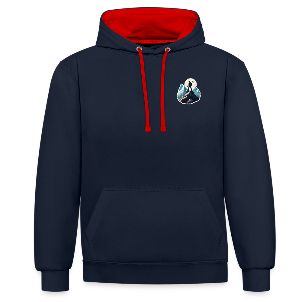 Kontrast-Hoodie - Navy/Rot