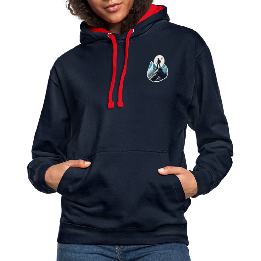 Kontrast-Hoodie - Navy/Rot