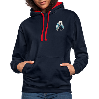 Kontrast-Hoodie - Navy/Rot