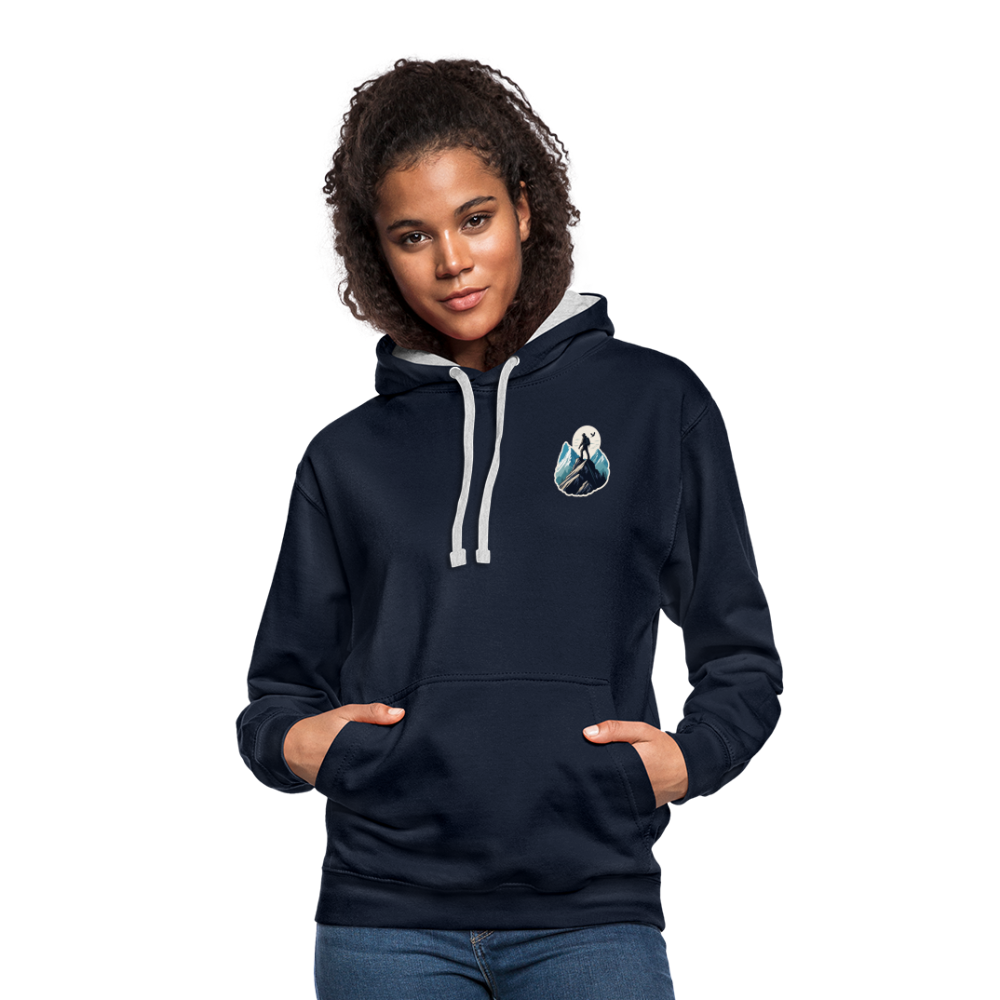 Kontrast-Hoodie - Navy/Grau meliert