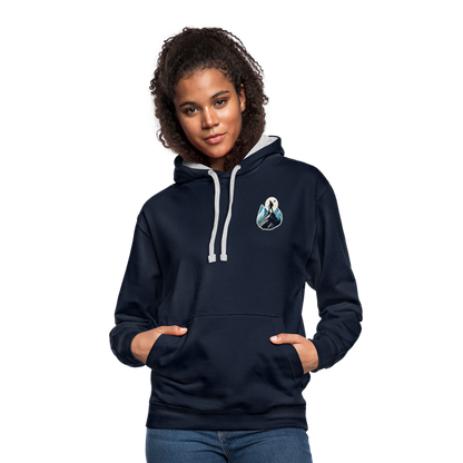 Kontrast-Hoodie - Navy/Grau meliert