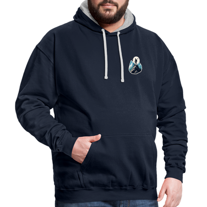 Kontrast-Hoodie - Navy/Grau meliert