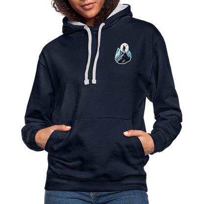 Kontrast-Hoodie - Navy/Grau meliert