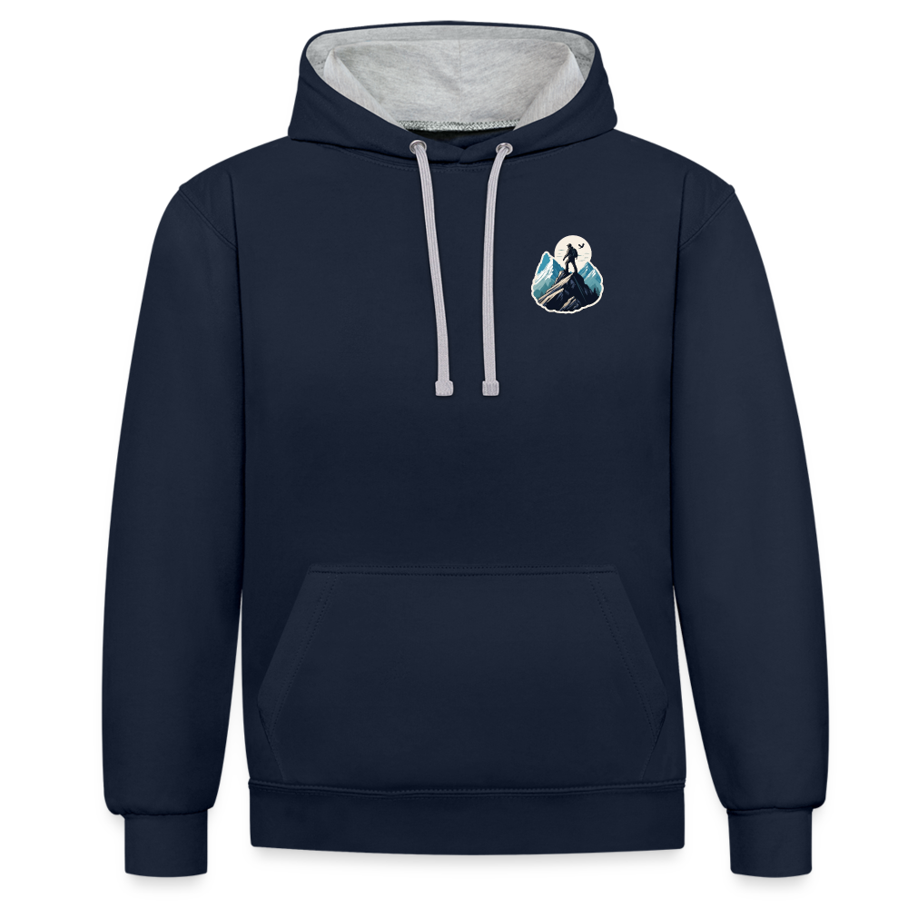 Kontrast-Hoodie - Navy/Grau meliert