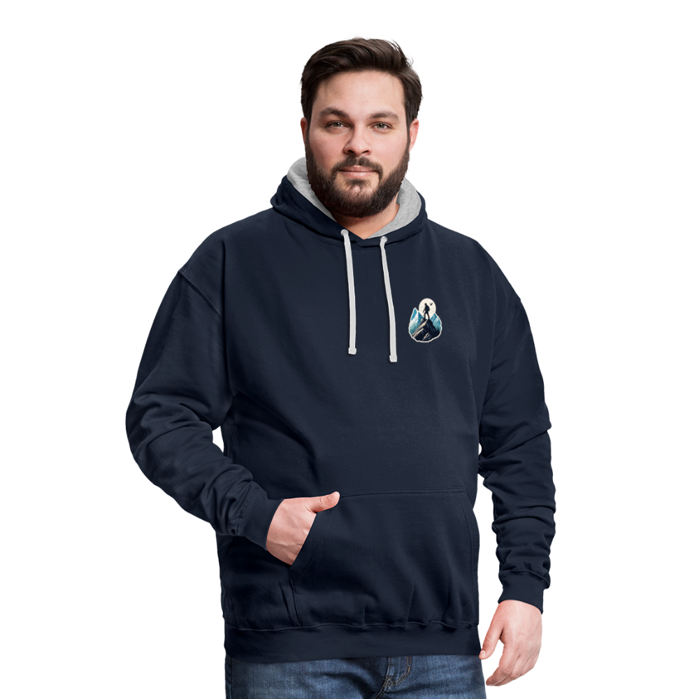 Kontrast-Hoodie - Navy/Grau meliert