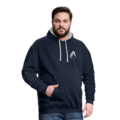 Kontrast-Hoodie - Navy/Grau meliert