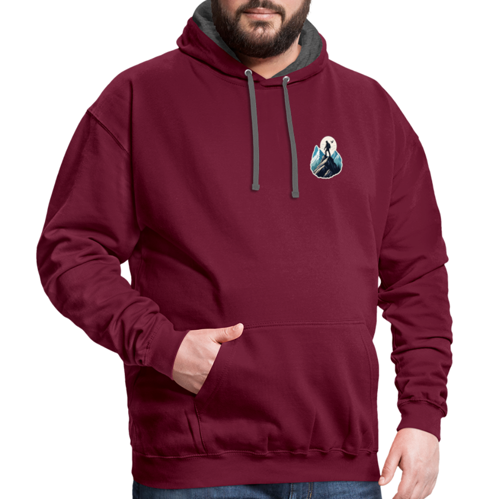 Kontrast-Hoodie - Weinrot/Anthrazit