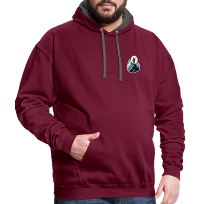 Kontrast-Hoodie - Weinrot/Anthrazit