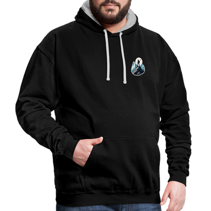 Kontrast-Hoodie - Schwarz/Grau meliert