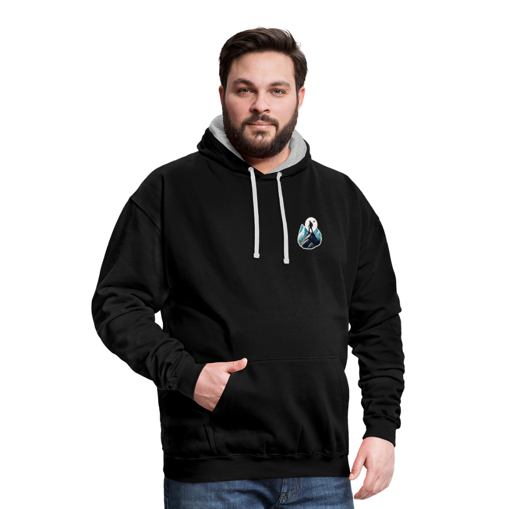 Kontrast-Hoodie - Schwarz/Grau meliert