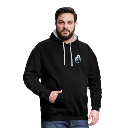 Kontrast-Hoodie - Schwarz/Grau meliert