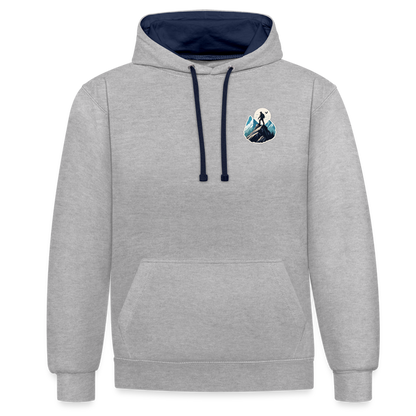 Kontrast-Hoodie - Grau meliert/Navy