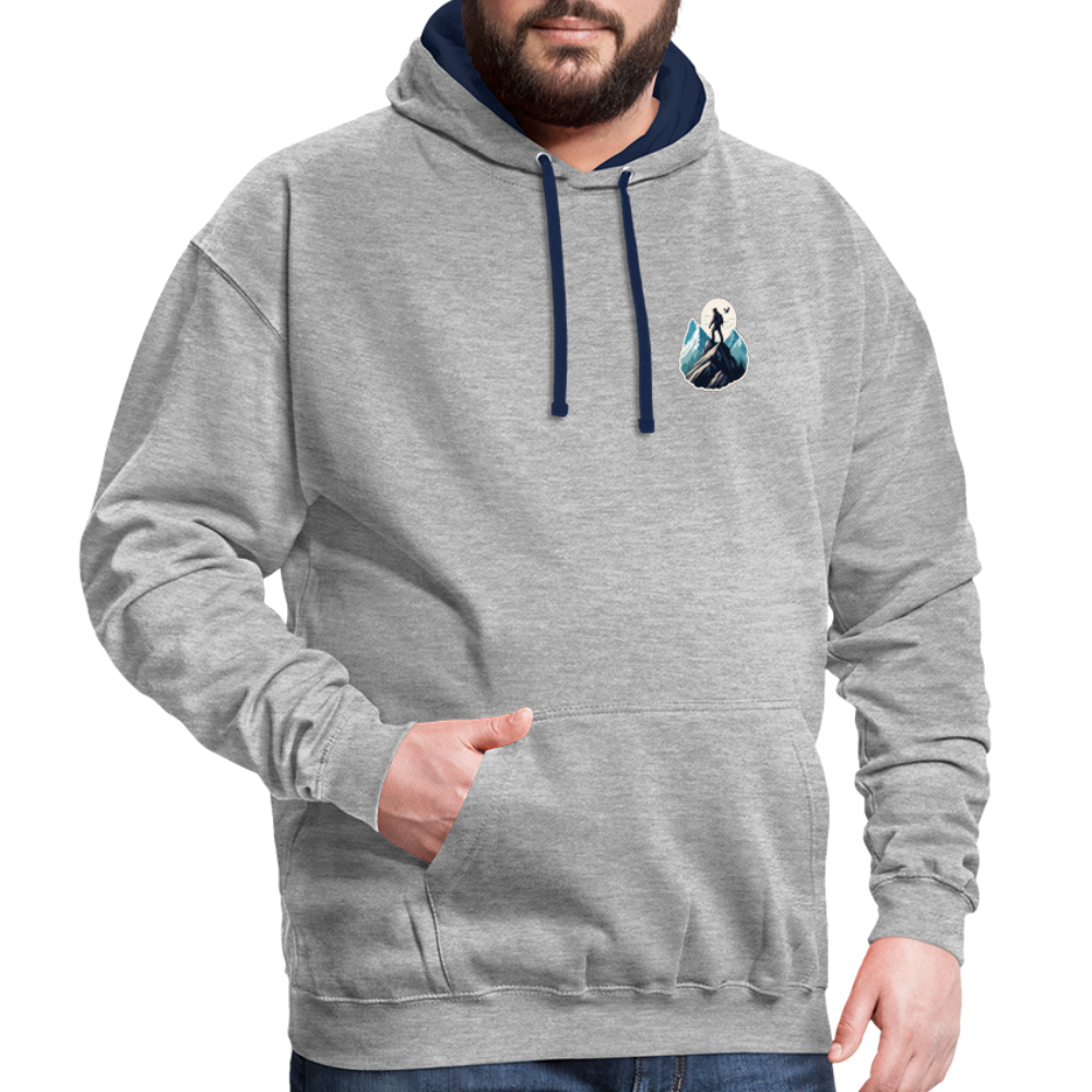 Kontrast-Hoodie - Grau meliert/Navy