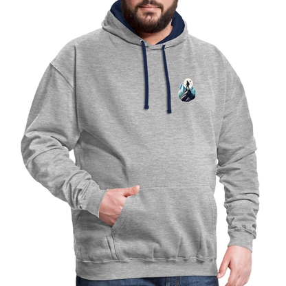 Kontrast-Hoodie - Grau meliert/Navy